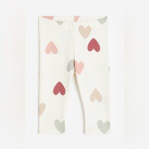 H&M Brushed Inside Leggings with Multicolor Hearts